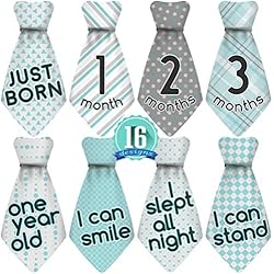 Original Stick'Nsnap (TM) 15 Baby Monthly Necktie Onesie Stickers -