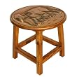 Handmade Kids Furniture - Carved Wood Childrens Table With Elephant Design & Painted Accents