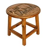 Handmade Kids Furniture - Carved Wood Childrens Table With Elephant Design & Painted Accents