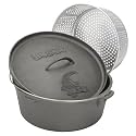 Bayou Classic 7412 12-Quart Cast Iron Dutch Oven with Dutch Oven Lid and Perforated Aluminum Basket