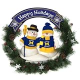 Michigan Wolverines Christmas Snowman Holiday Wreath