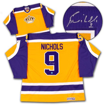 BERNIE NICHOLS Los Angeles Kings SIGNED Purple & Gold Retro Hockey Jersey