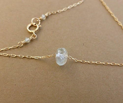 Aquamarine Necklace, Single Aquamarine Floating Bead, March Birthsone