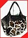 Giraffe animal print black trim hobo bag purse handbag