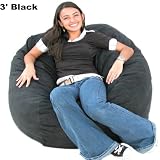 3' Ft. Black Cozy Sac Bean Bag Chair Love Seat