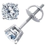 IGI Certified 2.01ct Round Brilliant Cut Stud Solitaire Earrings Platinum - G/VS2