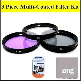52mm Multi-Coated 3 Piece Filter Kit (UV-CPL-FLD) For Canon EF 135mm f/2.8 + Cap Keeper + MicroFiber Cleaning Cloth + LCD Screen Protectors