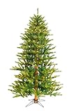 IMAGE OF Barcana, 7-1/2 Foot, Tuscan Pine Natural Ready Trim Christmas Tree, 450 Clear Mini Lights