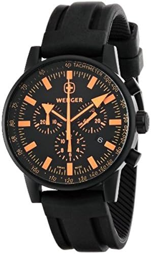 Wenger Swiss Raid Black Dial SS Rubber Chrono Quartz Men's Watch 70893