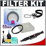 B+W Digital 55mm UV Haze Glass Lens Filter + Accessory Kit for Canon, Nikon, Sony, Olympus  Pentax Lenses