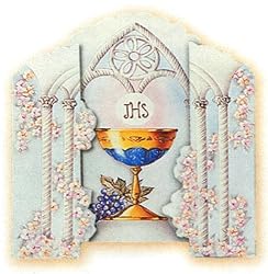 100 First Communion Invitations in Spanish (Made in Italy), 5.5" x 3.5" - Chalice