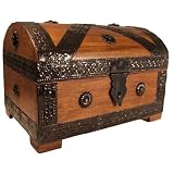 Piratenkiste 23x16x16 cm hellbraun Schatztruhenlook Massivholz Aufbewahrungsb...