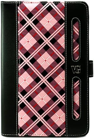Amazon Kindle 3G Kit: for (Kindle with 6" Display) Harlan PINK Checker Plaid Melrose Leather Flip Case + Earphones + PINK Compatible Kindle 3G USB Car Charger + an LED Reading Light + Live * Laugh * Love VanGoddy Wrist band!!!