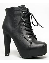 SCALA Designer Lita Inspired Lace Up Vintage Chunky High Heel Ankle ... SCALA Designer Lita Inspired Lace Up Vintage Chunky High Heel Ankle ...