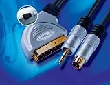 Clicktronik Scartkabel-Steckermit Schalter (in/out) auf S-VHS-Stecker und 3,5mm Stereo-Stecker 5m