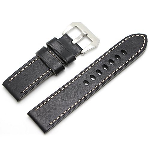 Ritche 22mm Watch Band Strap Italy Calf Leather Handmade Strap Fit for Military Watches for Panerai-black