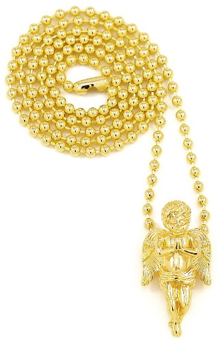 Angel Necklace New Praying Small Size Gold Color With 27 Inch Ball Style Chain