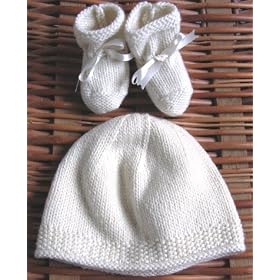 Organic Merino Wool Baby Hat and Bootie Gift Set 0-3M