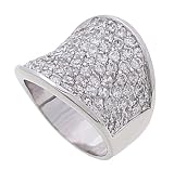 SilverBin Sterling Silver Cluster Style Clear CZ Wide Band Ring