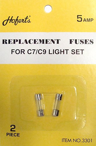 Pack of 2 Replacement Fuses For C7 or C9 Christmas Lights - 5 Amps