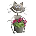 Chessie Cat Metal Planter- Brown