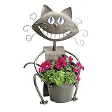 Chessie Cat Metal Planter- Brown