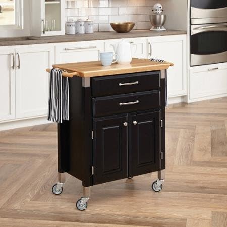 Home Styles Black Dolly Madison Prep and Serve Kitchen Cart