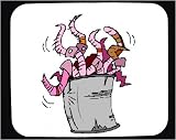 Mouse Pad with can, worms, pink, crawling, bait