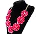 Fit&Wit Color Golden Plated Chain 7 Flowers Mint Statement Fashion Flower Necklace Hot Pink