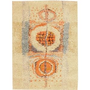 Vintage Modernist Art Deco Scandinavian Rya Rug Carpet Woven During the Mid 20th Century