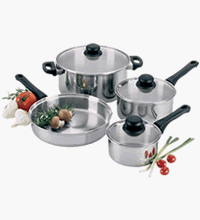 Regalware Food Service Lodging Economy 7-piece Stainless Steel Cookware Set with Glass Covers product image