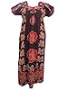 Ruby Red Dandia Dance Print Cotton kaftans Maxi Dress Caftan L / M