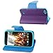 Reiko Wallet Case 3-In-1 for BLU life Play L100A with Blue Interior Leather-Like Material And Polymer Cover - Retail Packaging - Purple