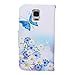 Galaxy S5 Case, Galaxy S5 Flip Case, M-Zebra Galaxy S5 Wallet Case [Wallet Function] Flip Cover Leather Case for Samsung Galaxy S5 i9600, with Screen Protectors+Stylus (Butterfly)