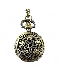 Youyoupifa Wholesale 5pcs/lot Bronze Flower Openwork Cover Stylish Retro Design Quartz Pocket Watch NBW0PP7149-CO3
