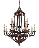 12 Light Chandelier - Florencian Bronze Finish : Antique Drip Candle Covers