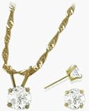 14 Karat Yellow Gold Genuine White Topaz Solitaire Set