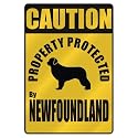 CAUTION " PROPERTY PROTECTED BY NEWFOUNDLAND " PARKING SIGN DOG