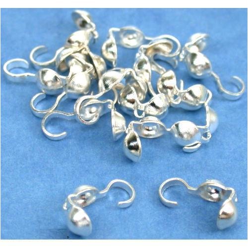 15 Bead Tips Clamshell Silver Plated Bead Stringing 
