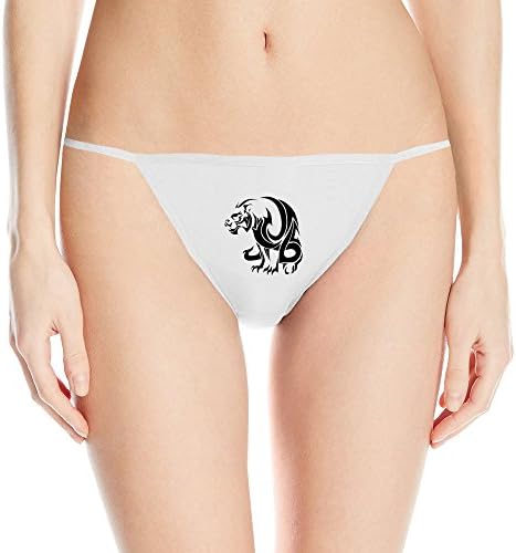 Woman Tattoo Tiger Print Art Sexy Thong Underwear White Large