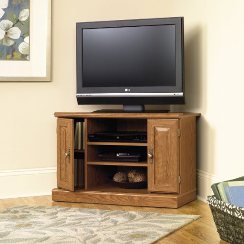 Sauder Corner TV /VCR Stand (Carolina Oak) (22.598"H x 35.118"W x 22.