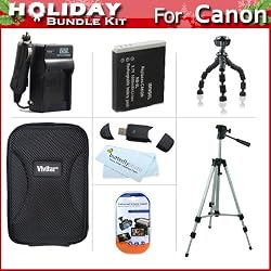 Holiday Accessories Gift Kit For Canon PowerShot S95, SD4000 IS Digital Camera Includes Extended Replacement NB-6L (1200 mAH) Battery + Ac/Dc Travel Charger + Hard Case + 50" Tripod + USB 2.0 SD Reader + 7" Flexible Tripod + Screen Protectors + More Holiday Accessories Gift Kit For Canon PowerShot S95, SD4000 IS Digital Camera Includes Extended Replacement NB-6L (1200 mAH) Battery + Ac/Dc Travel Charger + Hard Case + 50" Tripod + USB 2.0 SD Reader + 7" Flexible Tripod + Screen Protectors + More