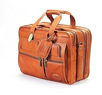 Claire Chase Jumbo Executive Laptop Leather Briefcase, Computer Bag in Saddle
