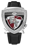 Marc Ecko E12570G1 Gents Analogue Black Leather Strap Watch Rhino & Red Accents Iced Bezel