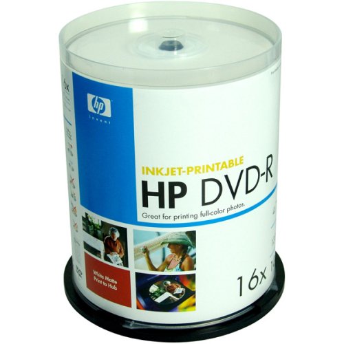 HP DVD-R 4.7GB 16x Inkjet-Printable 100 Spindle (DMJPW045)