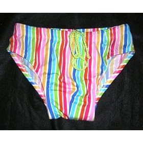 END OF SUMMER SALE Mens Bikini Brief Swimwear/Underwear Nylon/Lycra RainbowStripe