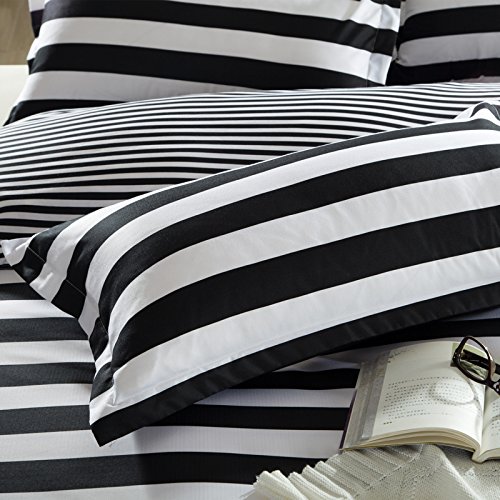 Lt 2pieces 48*74cm White and Black Striped Pillowcases Pillow Shams Pillow Cover (Full/queen