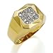 Jewelry : 14K Italian Yellow Gold & Diamond Square Mens Ring