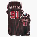 Dennis Rodman Chicago Bulls #91 Retro Swingman Adidas NBA Basketball Jersey (Black with Pinstripes)