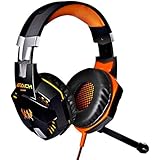 JGmax Gaming Stereo Headset with Noise Reduction and Blue Light for Laptop Computer Headset Headphone Earphones with Volume Control Microphone Hifi Driver for Laptop Computer (Black & Orange)
